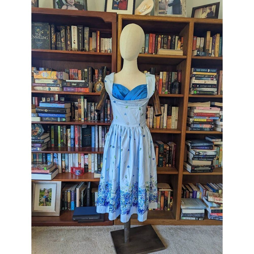Lindy Bop Blue Floral Ophelia dress